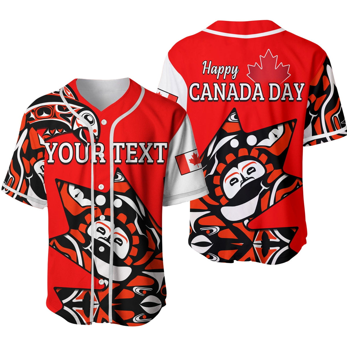 (Custom Personalised) Canada Haida Baseball Jersey Maple Leaf Canadian Ver.02 LT13 - Wonder Print Shop