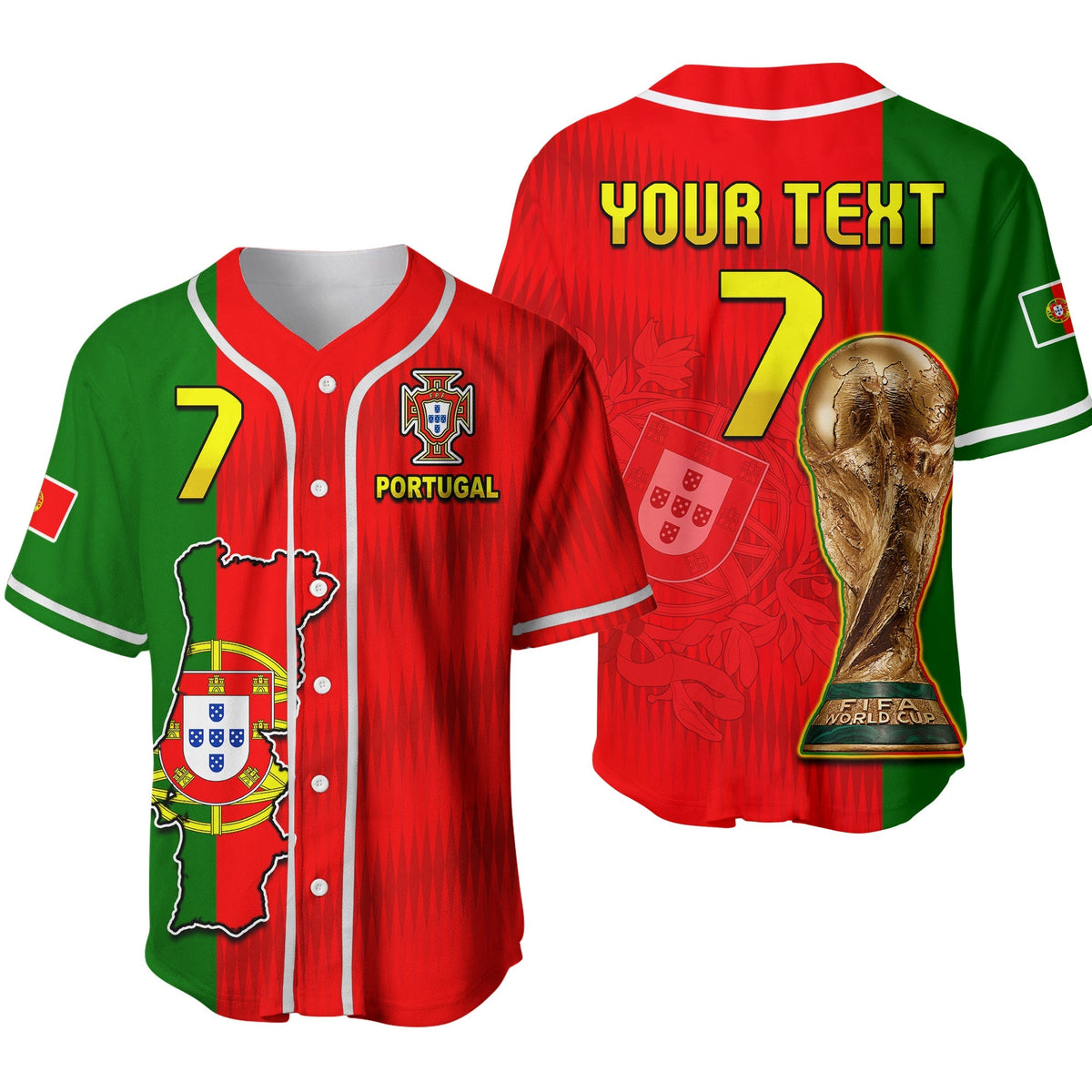 (Custom Text and Number) Portugal Football 2022 Baseball Jersey Style Flag Portuguese Champions Ver.02 LT13 - Wonder Print Shop