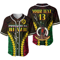 Black Vanuatu baseball jersey with 'proud to be NI-VANUAN' and number 13, patterned