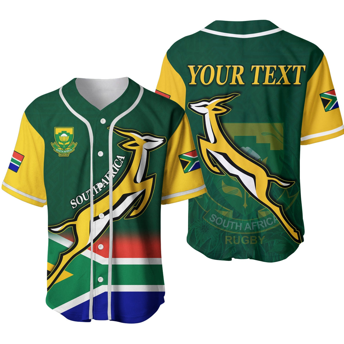 (Custom Personalised) South Africa Rugby Baseball Jersey Springboks Champion Bokke African Pattern Go Bokke Ver.02 LT13 - Wonder Print Shop