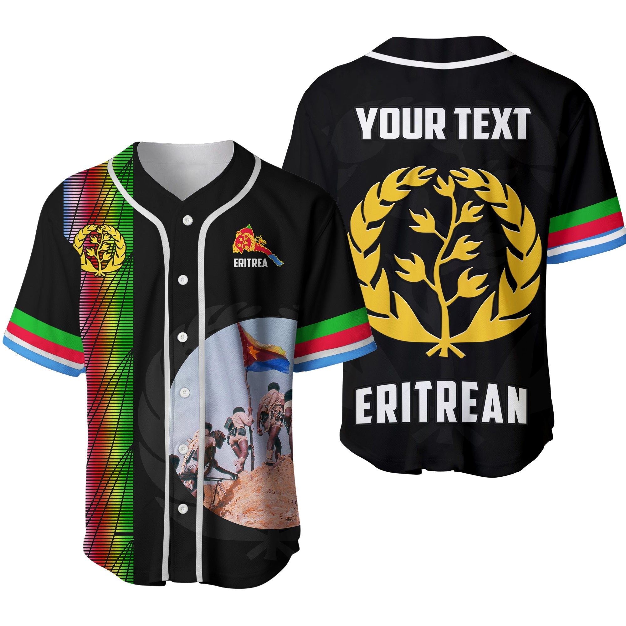 (Custom Personalised) Eritrea EPLF Baseball Jersey Spirit Eritrean Ver.02 LT13 - Wonder Print Shop