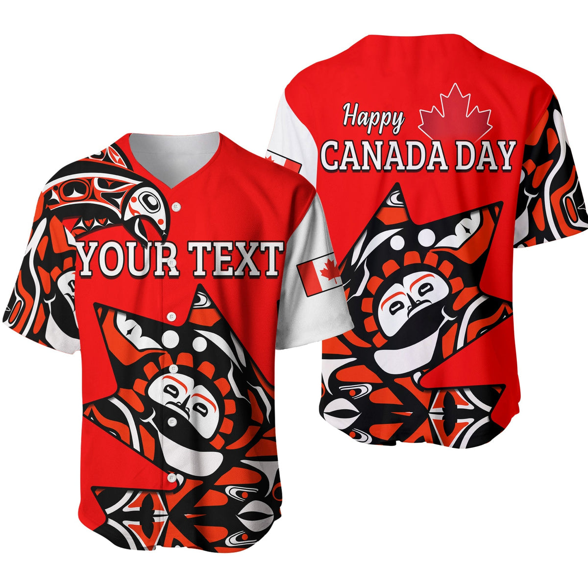 (Custom Personalised) Canada Haida Baseball Jersey Maple Leaf Canadian Ver.01 LT13 - Wonder Print Shop