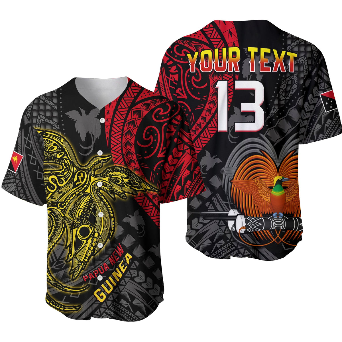 Custom Text and Number Papua New Guinea Baseball Jersey Raggiana Birds Of Paradise Happy 47th Independence Day LT13 - Wonder Print Shop