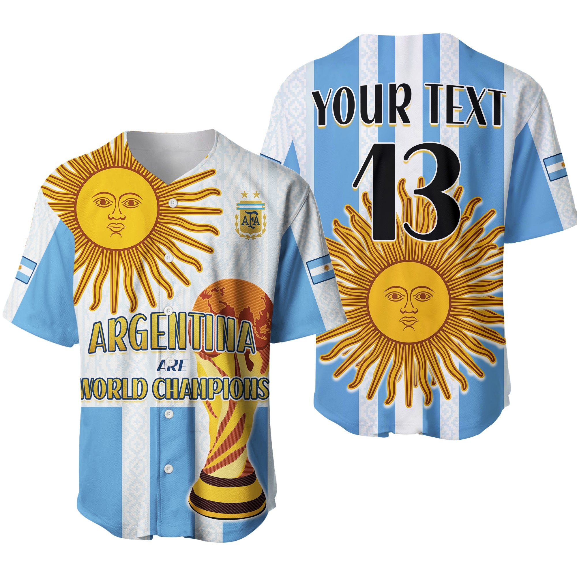 (Custom Text and Number) Argentina Football Baseball Jersey World Champions 2022 Dream Come True LT13 - Wonder Print Shop