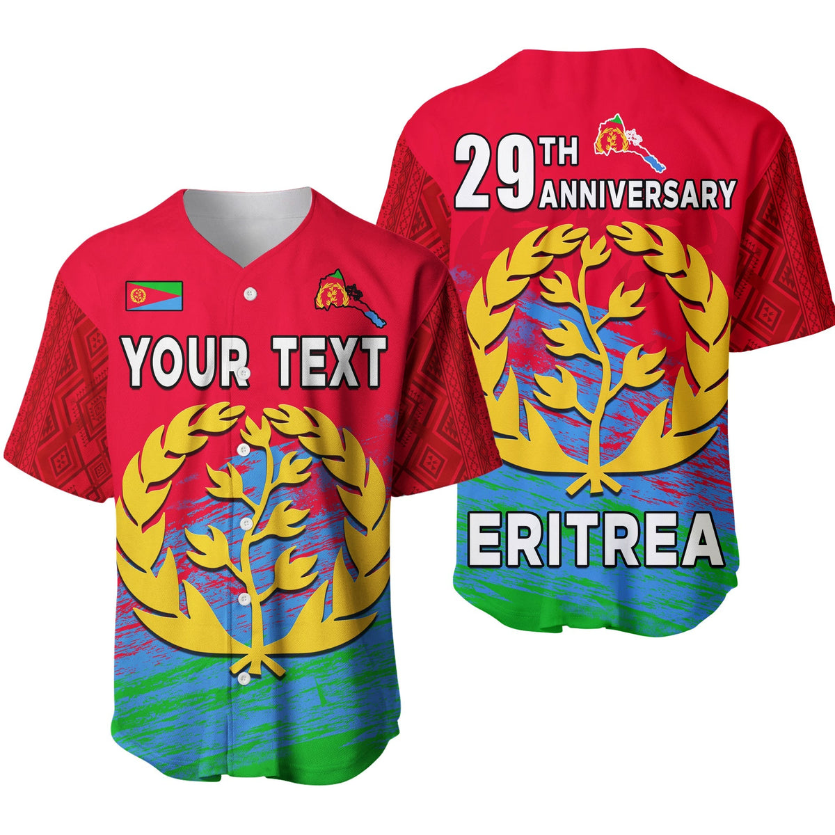 (Custom Personalised) Eritrea Baseball Jersey Eritrean Independence Day Ver.01 LT13 - Wonder Print Shop