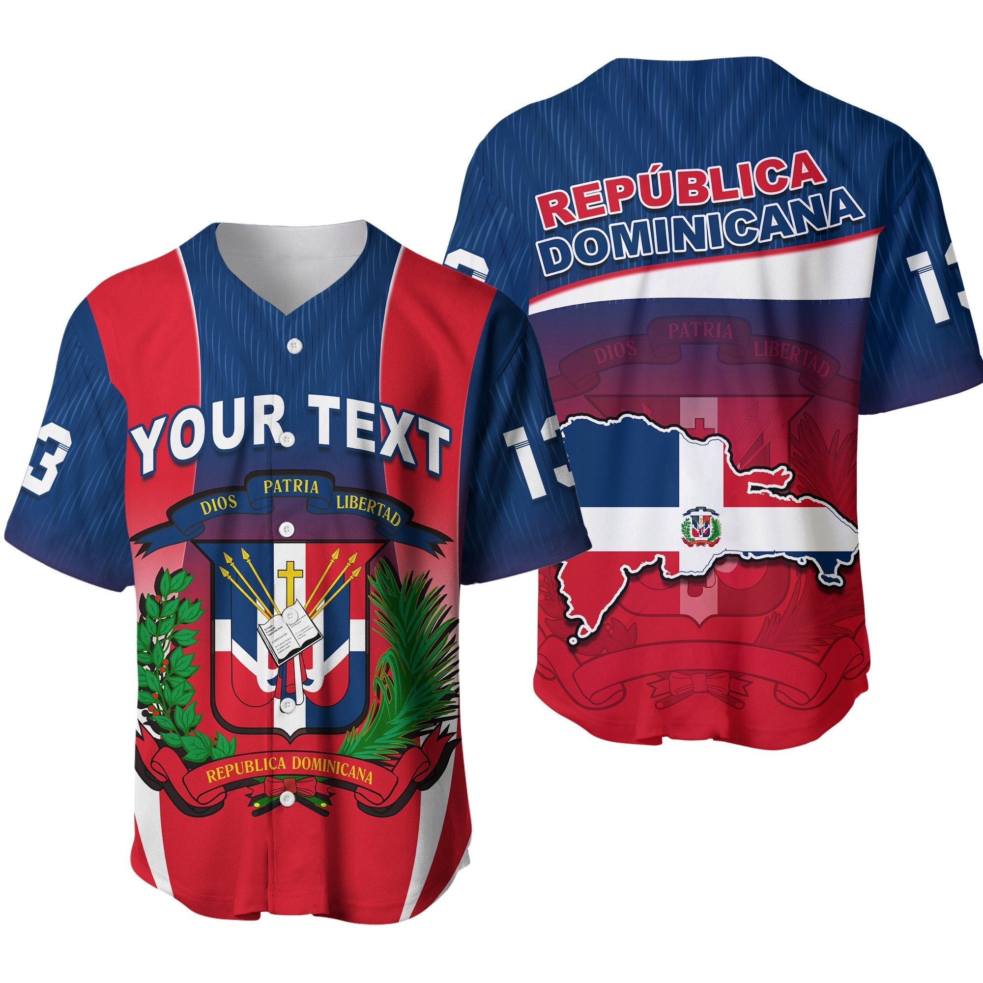 (Custom Text and Number) Dominican Republic Baseball Jersey Dominicana Style Sporty Ver.01 LT13 - Wonder Print Shop