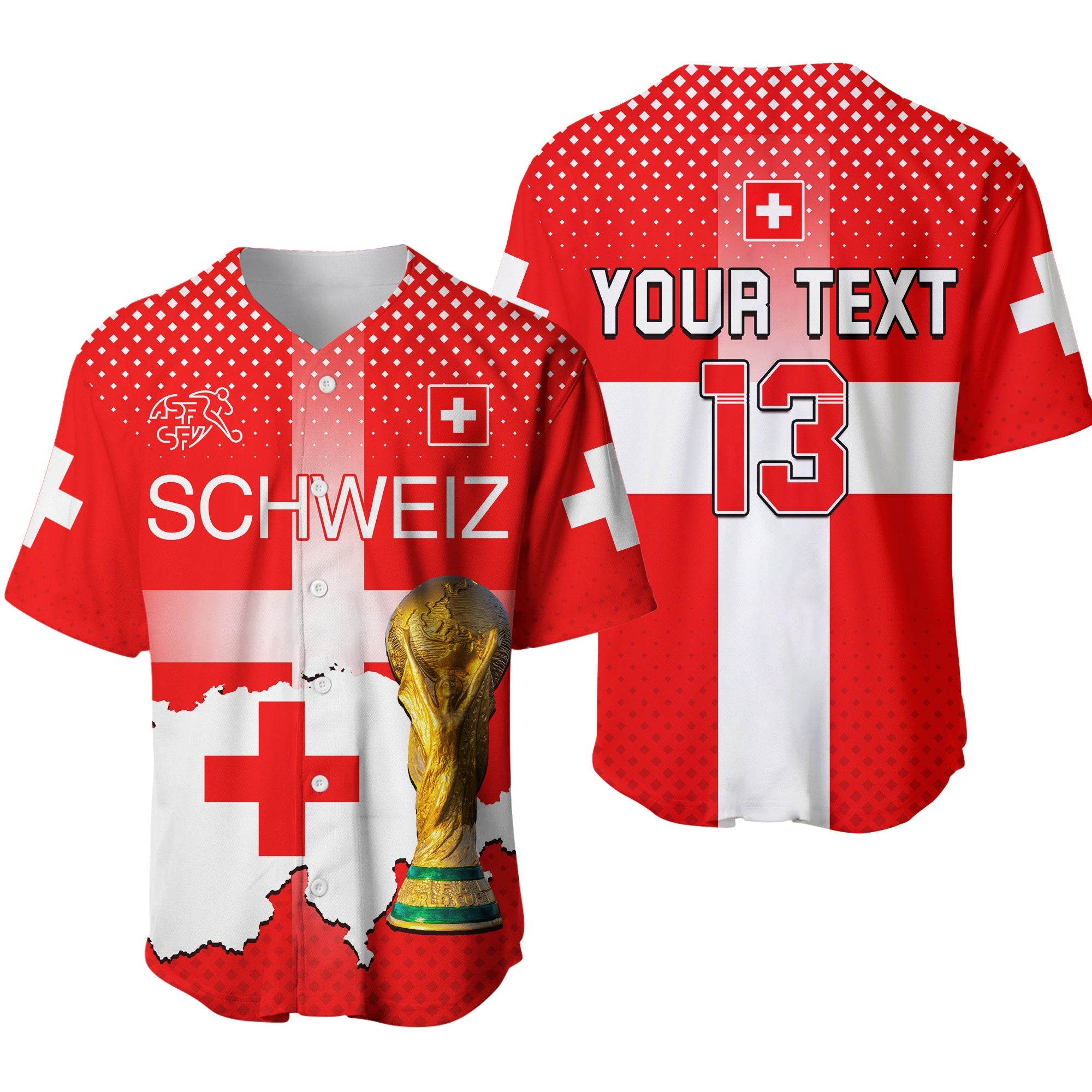 (Custom Text and Number) Switzerland Football Baseball Jersey Schweizer Pati Champion 2022 World Cup Ver.01 LT13 - Wonder Print Shop