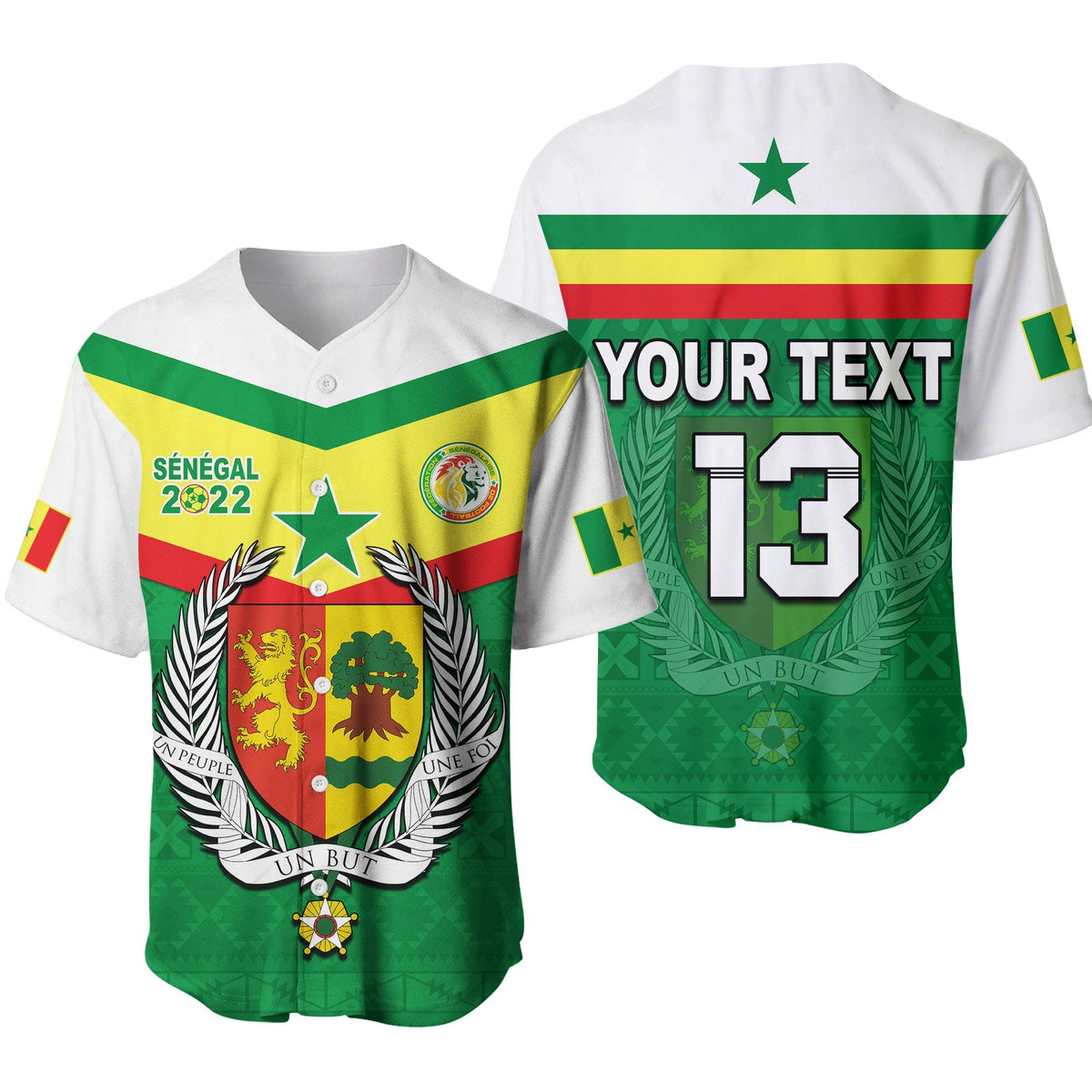 (Custom Text and Number) Senegal 2022 Sporty Baseball Jersey Lions of Teranga Proud Football Ver.01 LT13 - Wonder Print Shop
