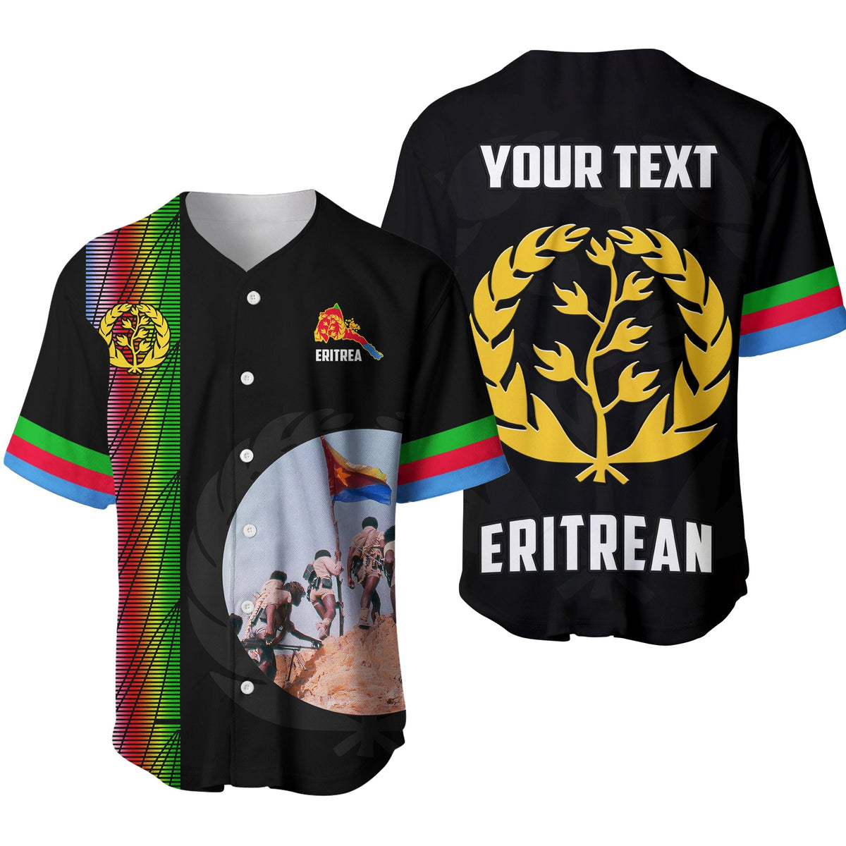 (Custom Personalised) Eritrea EPLF Baseball Jersey Spirit Eritrean Ver.01 LT13 - Wonder Print Shop