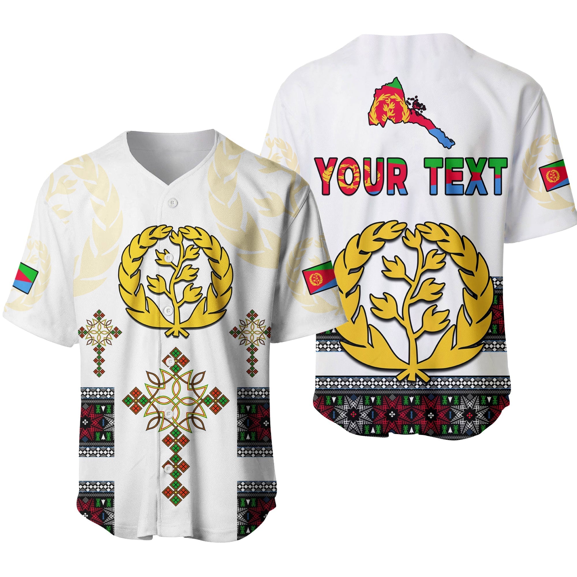 (Custom Personalised) Eritrea Cross Baseball Jersey Independence Day Proud Eritrean LT13 - Wonder Print Shop