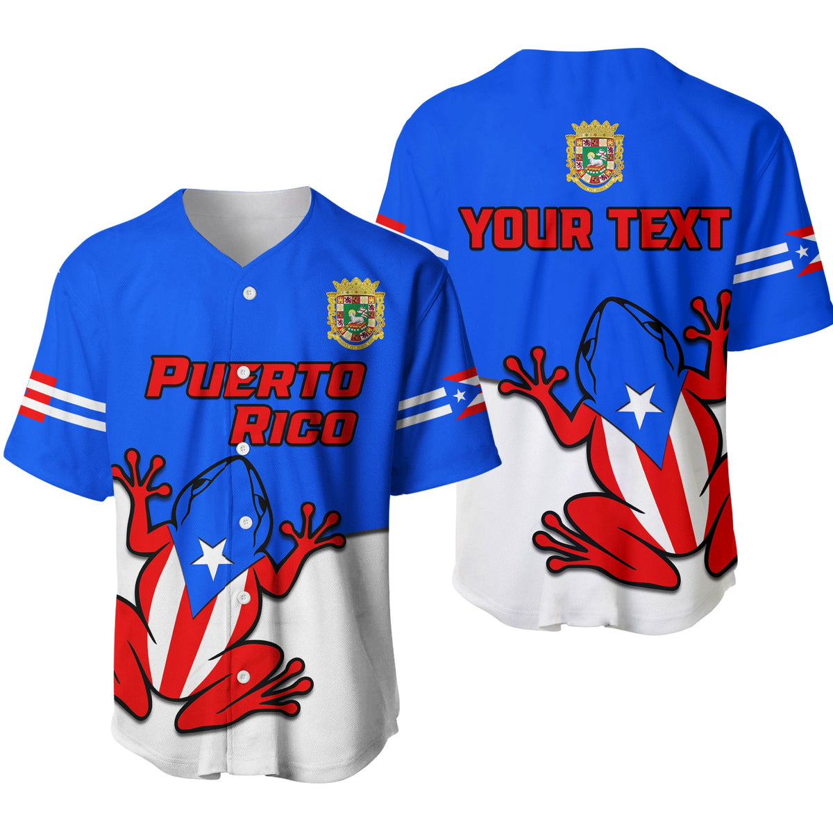 (Custom Personalised) Puerto Rico Baseball Jersey Coqui Frog Simple Style Ver.01 - Wonder Print Shop