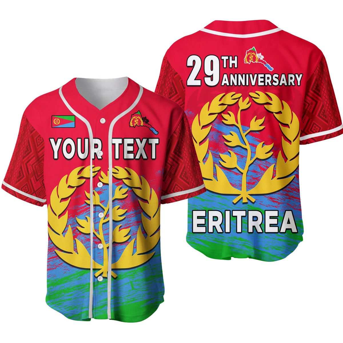 (Custom Personalised) Eritrea Baseball Jersey Eritrean Independence Day Ver.02 LT13 - Wonder Print Shop