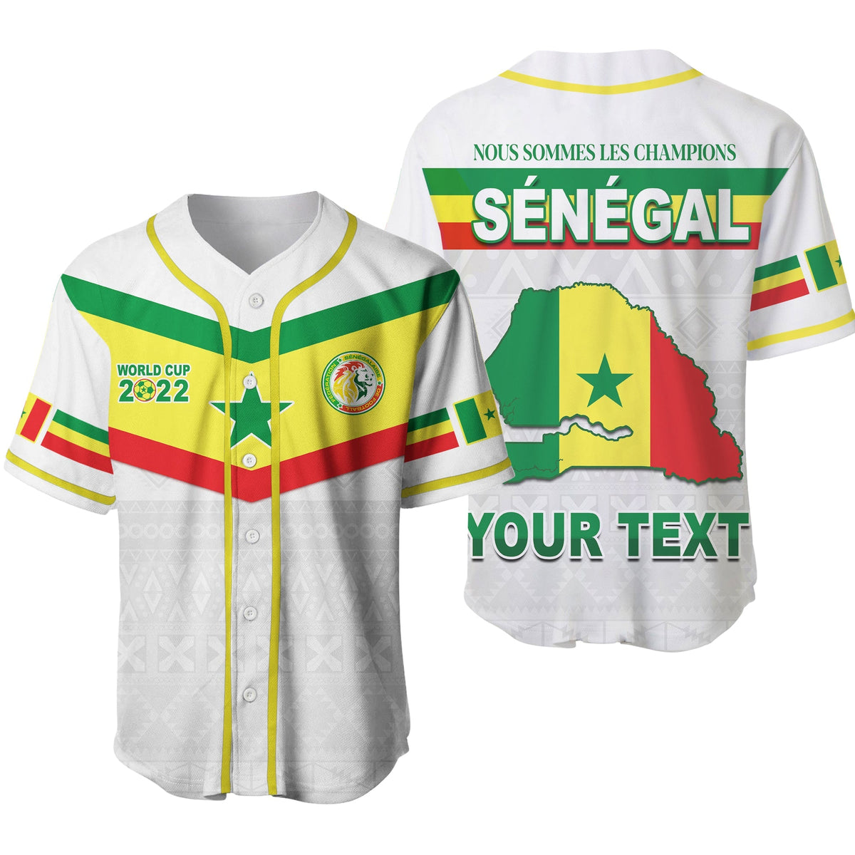 (Custom Personalised) Senegal Football 2022 Baseball Jersey Champion Teranga Lions Mix African Pattern Ver.02 LT13 - Wonder Print Shop