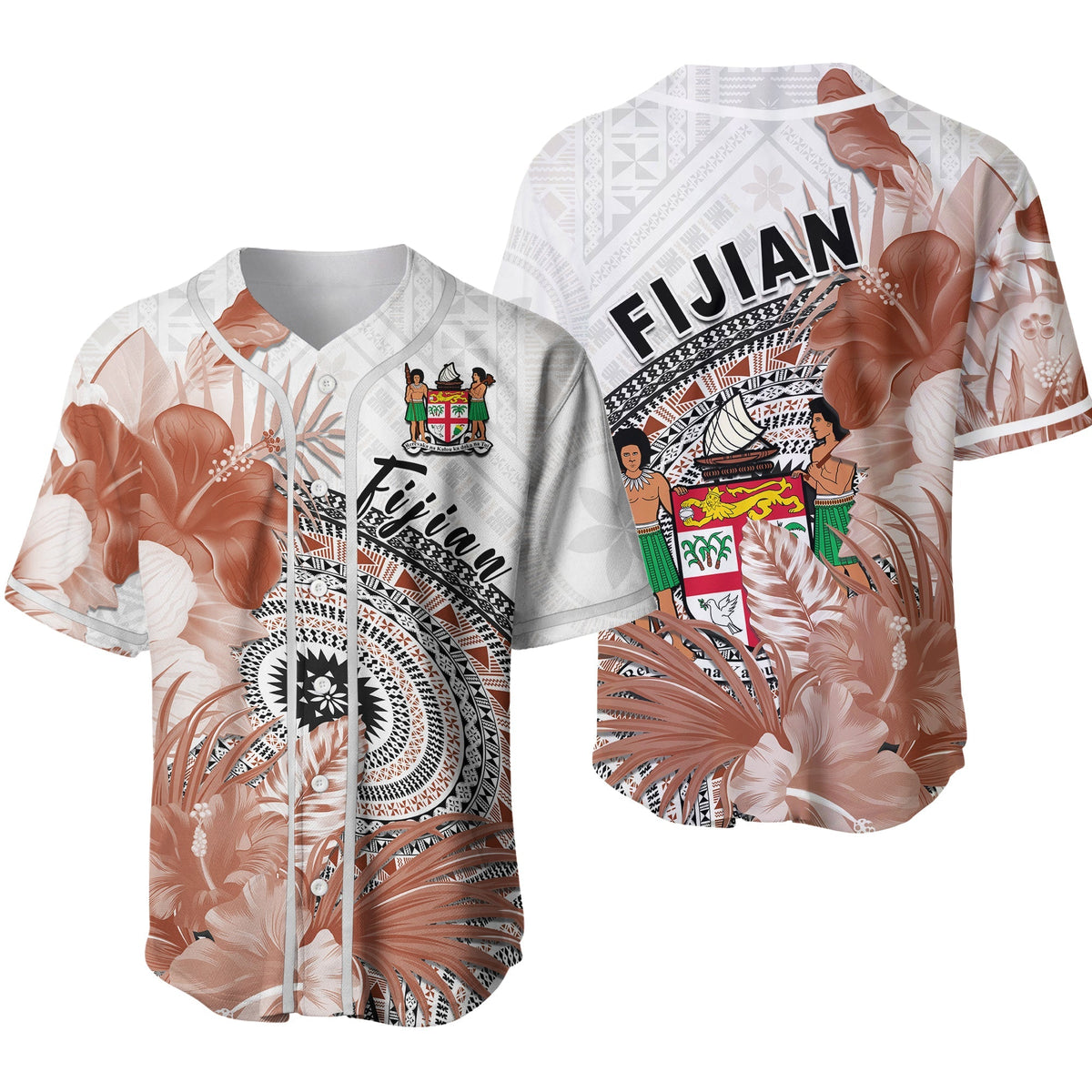 Fiji Tapa Baseball Jersey White Fijian Masi Be Loved Hibiscus Ver.02 LT13 - Wonder Print Shop