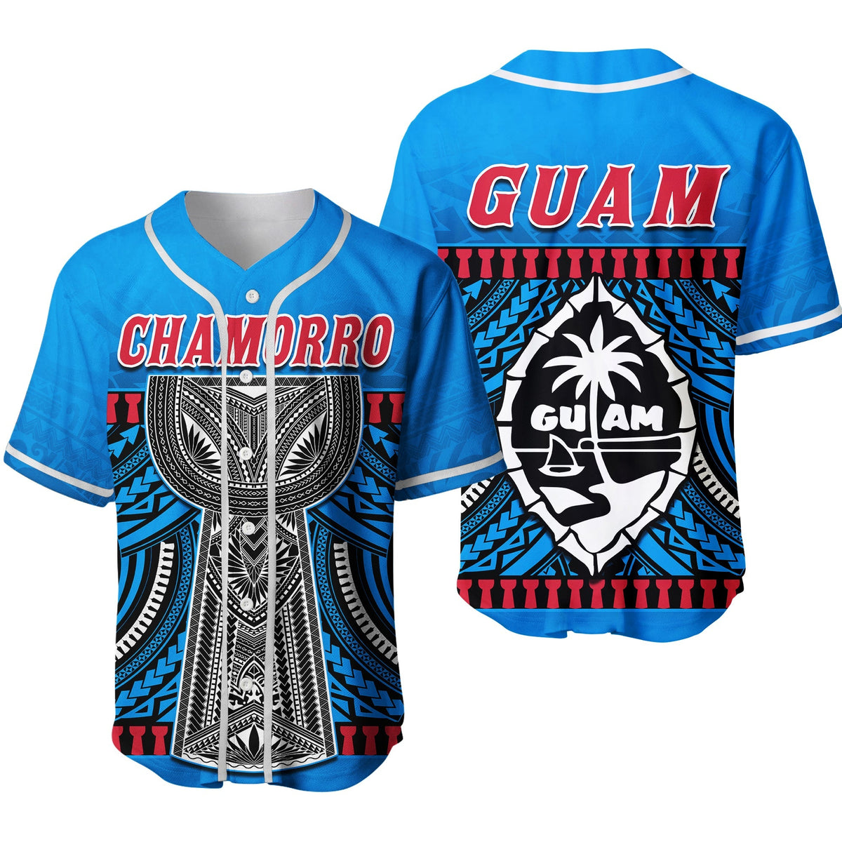 Guam Chamorro Baseball Jersey Latte Stone Blue Polynesian Haligi Ver.02 LT13 - Wonder Print Shop