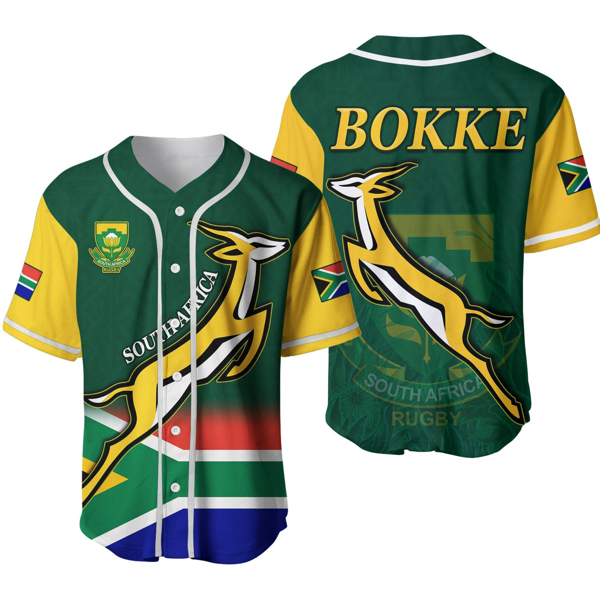South Africa Rugby Baseball Jersey Springboks Champion Bokke African Pattern Go Bokke Ver.02 LT13 - Wonder Print Shop