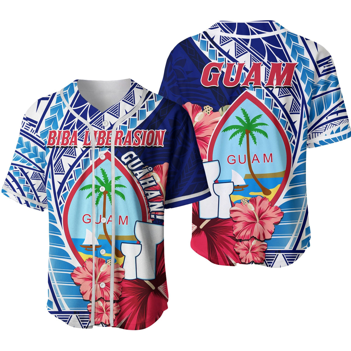 Guam Chamorro Baseball Jersey Happy Liberation Day Latte Stone Ver.02 LT13 - Wonder Print Shop
