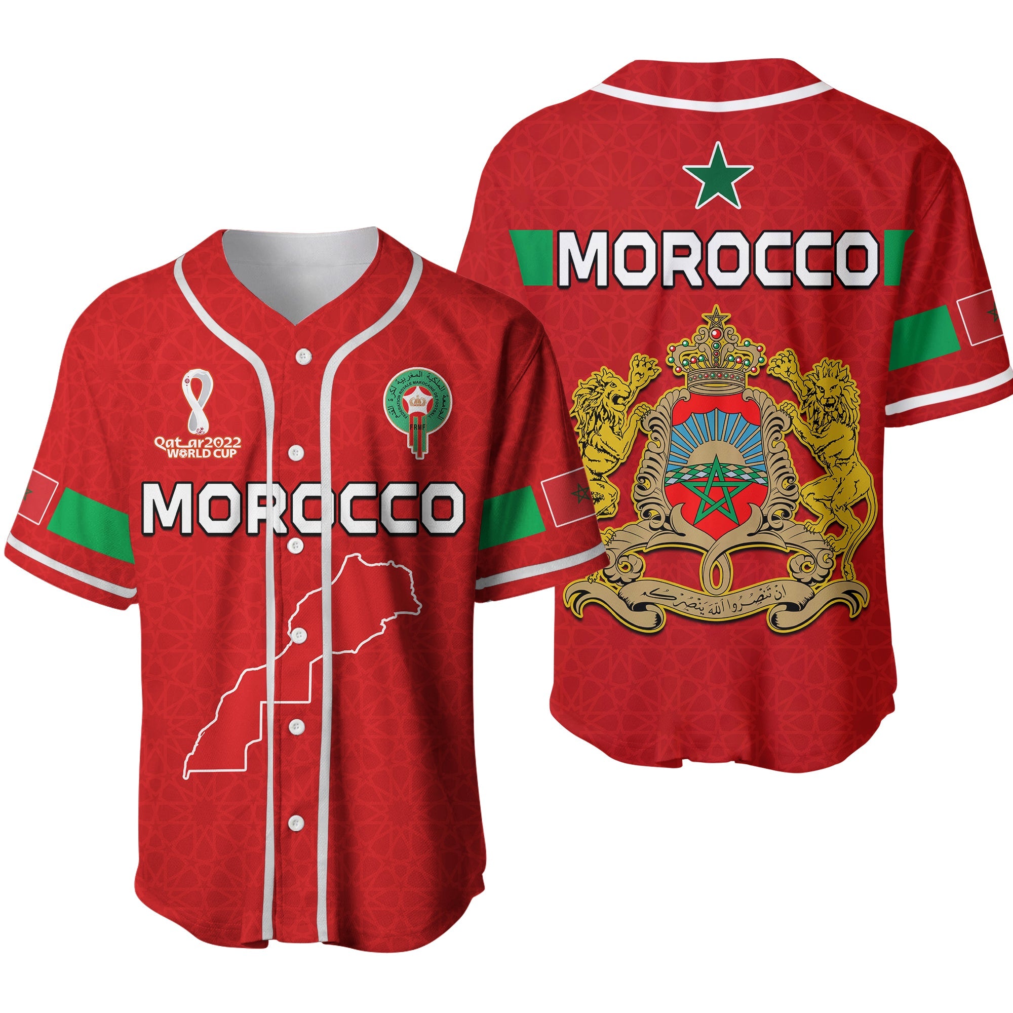 Morocco Football Baseball Jersey Champions World Cup New History Ver.02 LT13 - Wonder Print Shop
