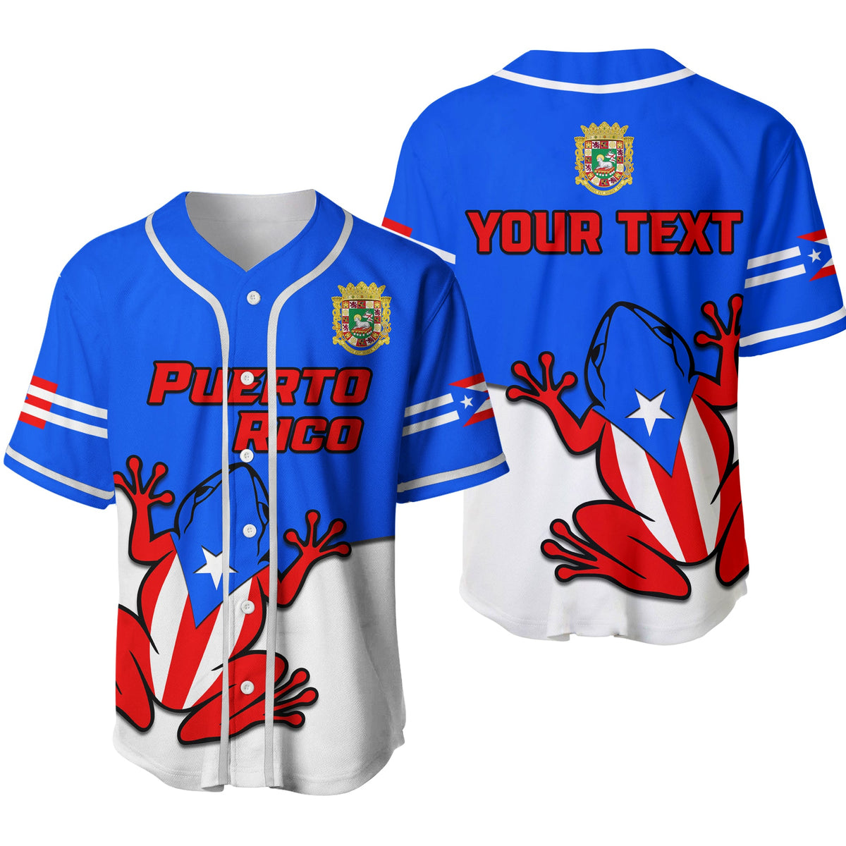 (Custom Personalised) Puerto Rico Baseball Jersey Coqui Frog Simple Style Ver.02 - Wonder Print Shop