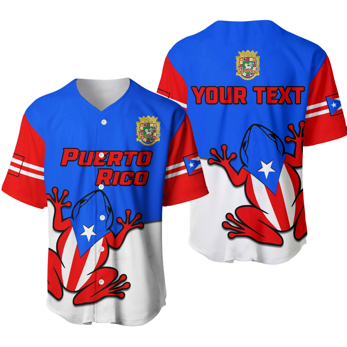 (Custom Personalised) Puerto Rico Baseball Jersey Coqui Frog Simple Style Ver.03 - Wonder Print Shop