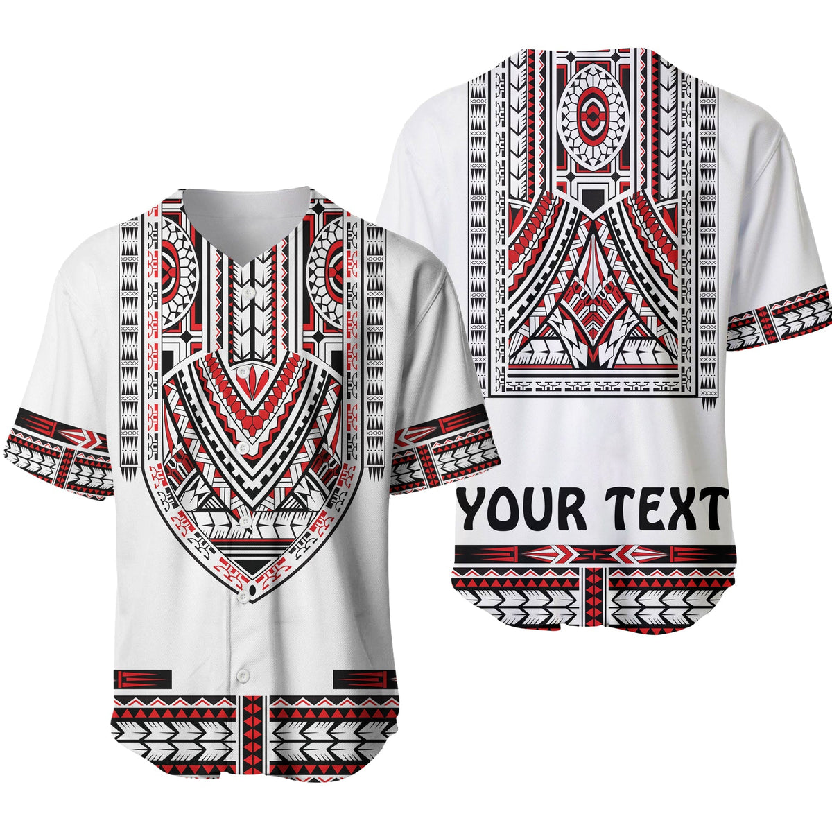 Custom Personalised Polynesian Baseball Jersey Dashiki With Polynesian Tattoo Royal Version - Wonder Print Shop