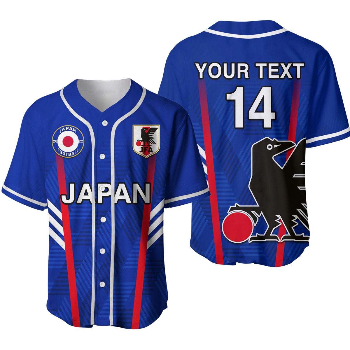 (Custom Text and Number) Japan Football Baseball Jersey Samurai Blue World Cup 2022 Ver.02 - Wonder Print Shop