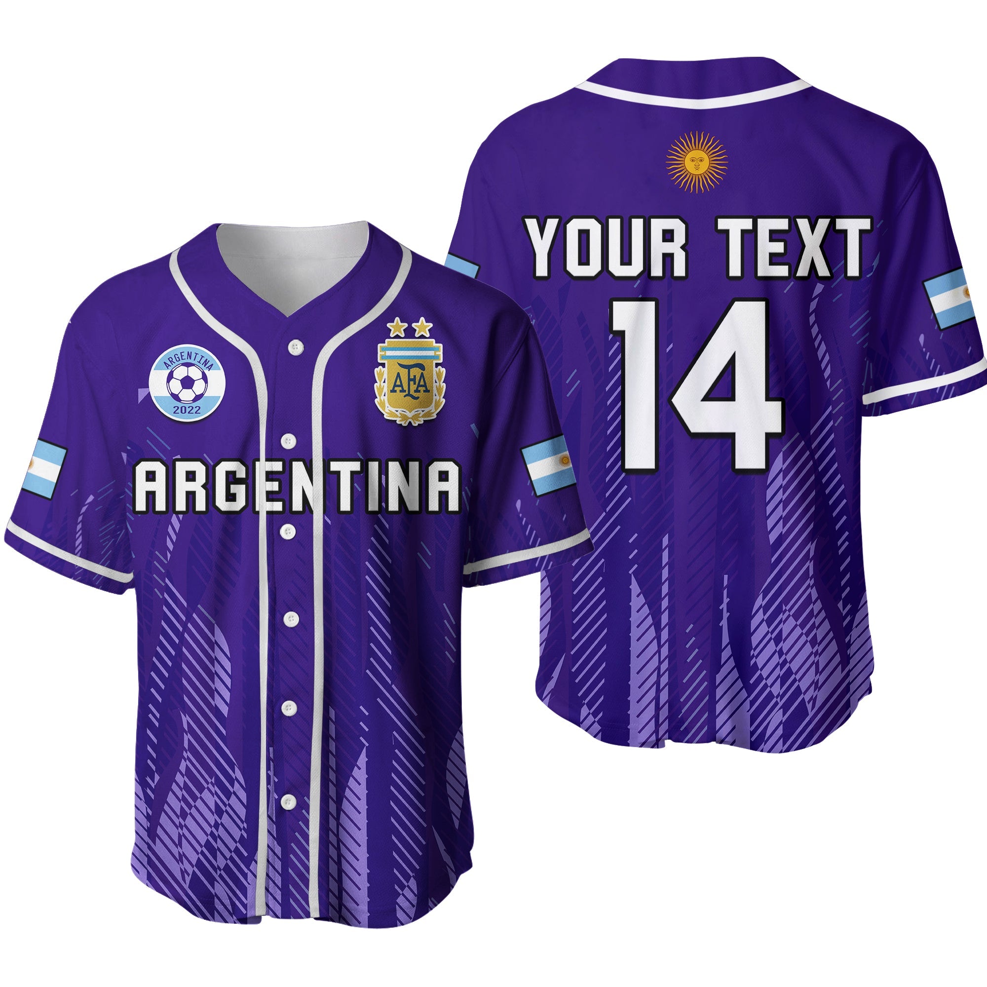(Custom Text And Number) Argentina Football Baseball Jersey Vamos La Albiceleste 2022 Newest Style Ver.02 - Wonder Print Shop