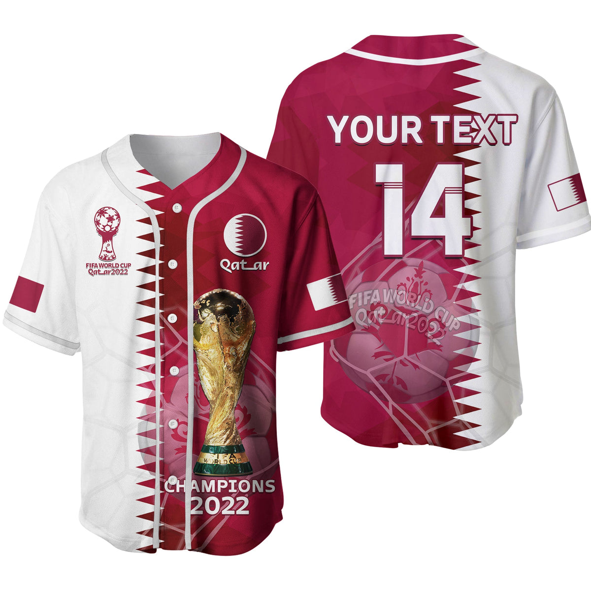 (Custom Text And Number) Qatar Football Baseball Jersey Annabi Champions Proud WC 2022 Ver.02 - Wonder Print Shop