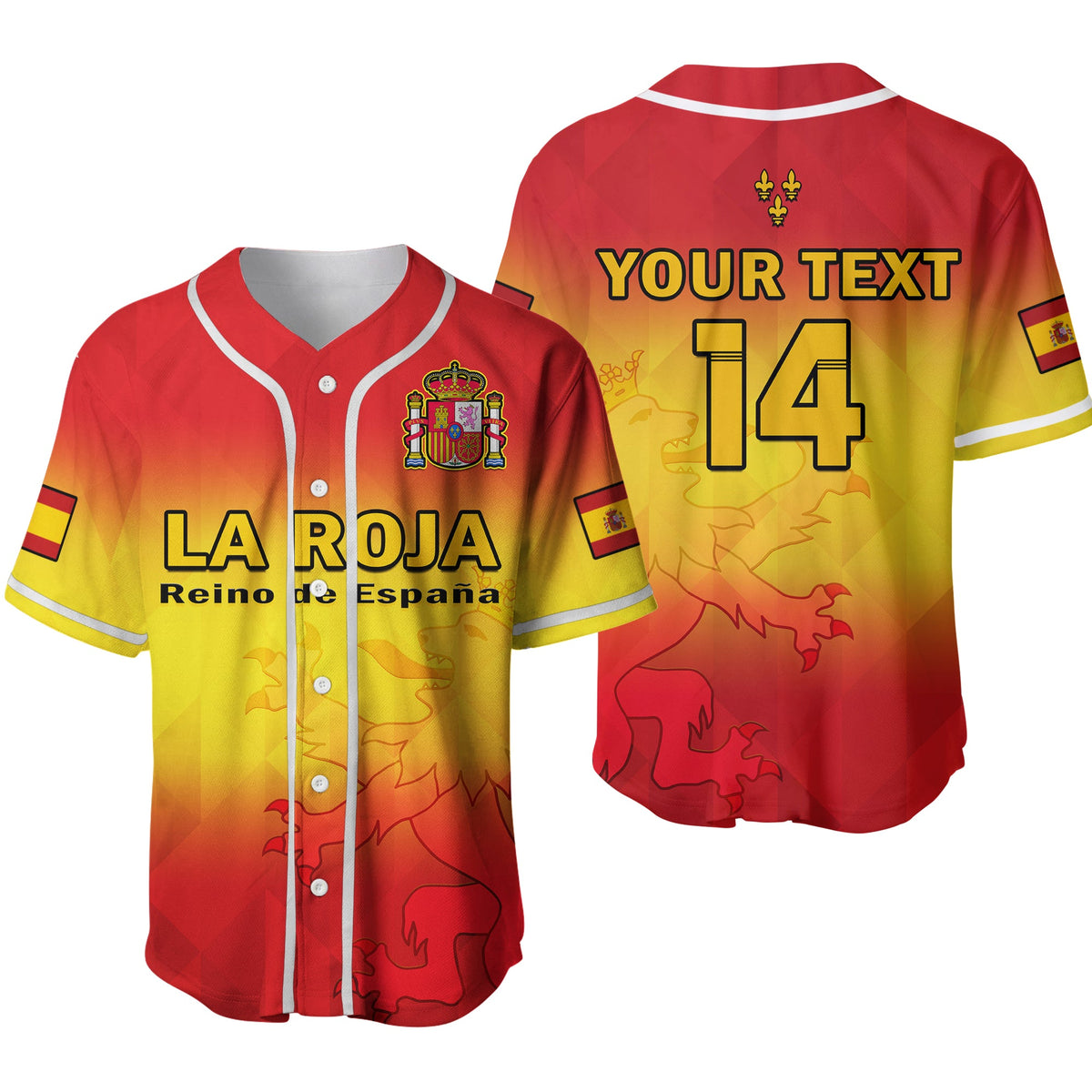 (Custom Text And Number) Spain Football Baseball Jersey La Roja World Cup 2022 Ver.02 - Wonder Print Shop