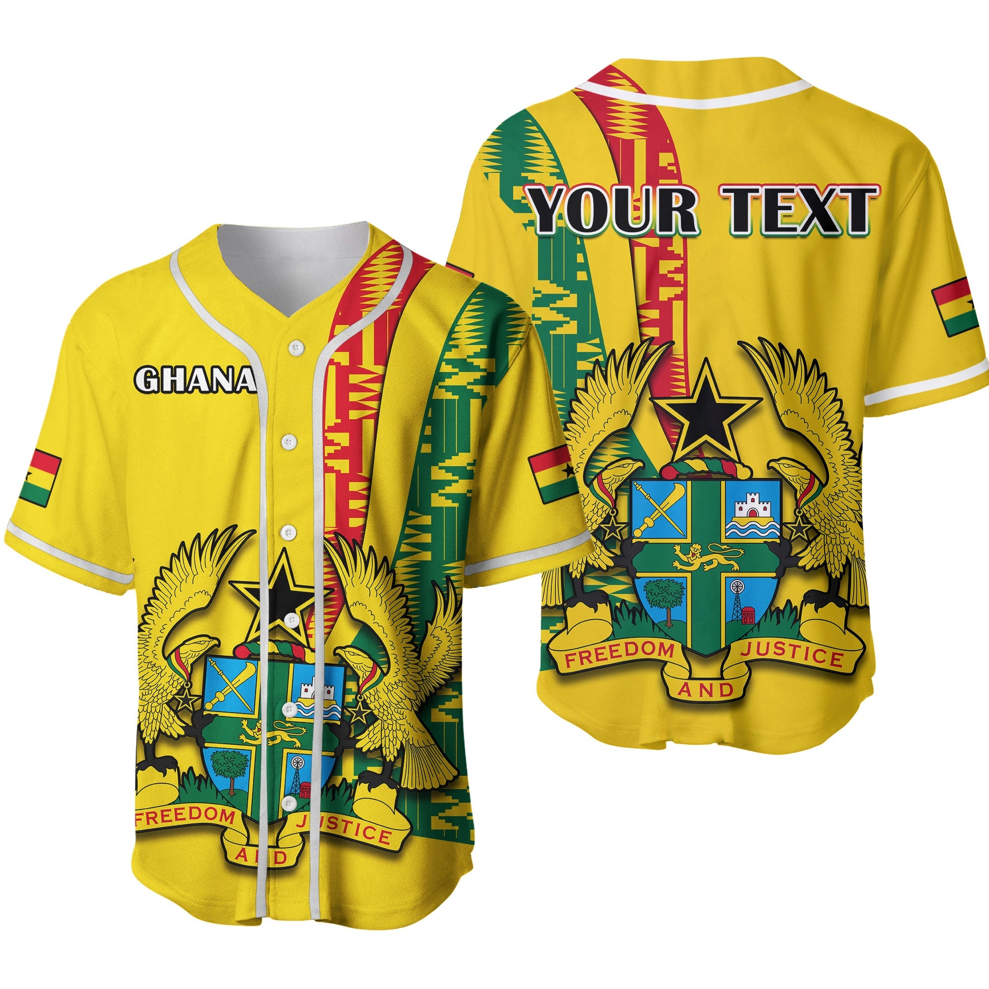 custom-personalised-ghana-baseball-jersey-ghanan-coat-of-arms-mix-kente-pattern-ver02
