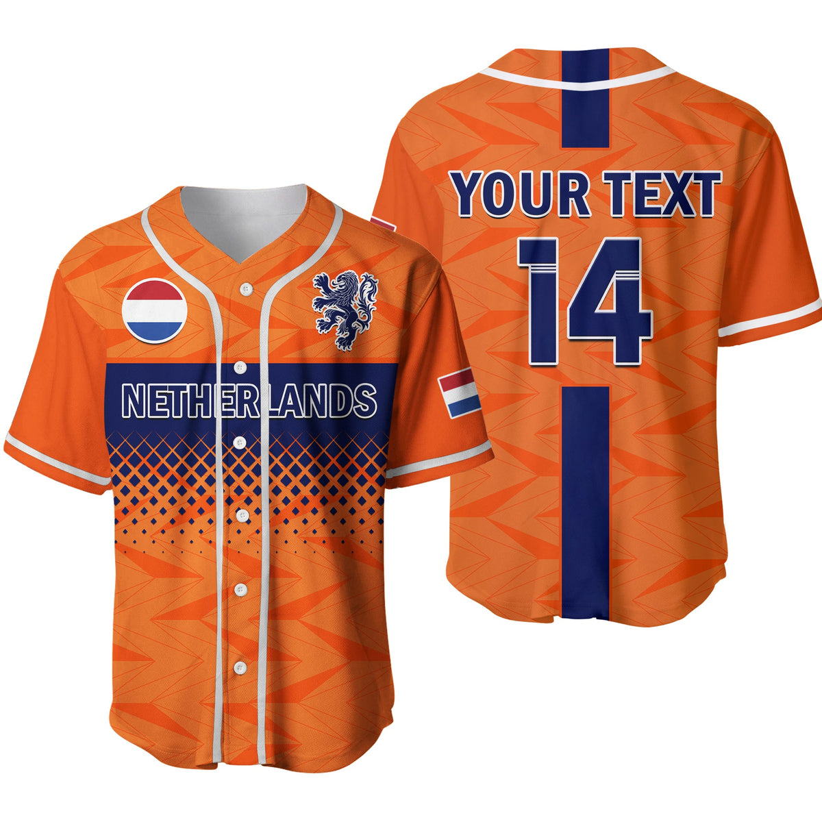 (Custom Text And Number) Netherlands Football Baseball Jersey Holland World Cup 2022 Ver.02 - Wonder Print Shop