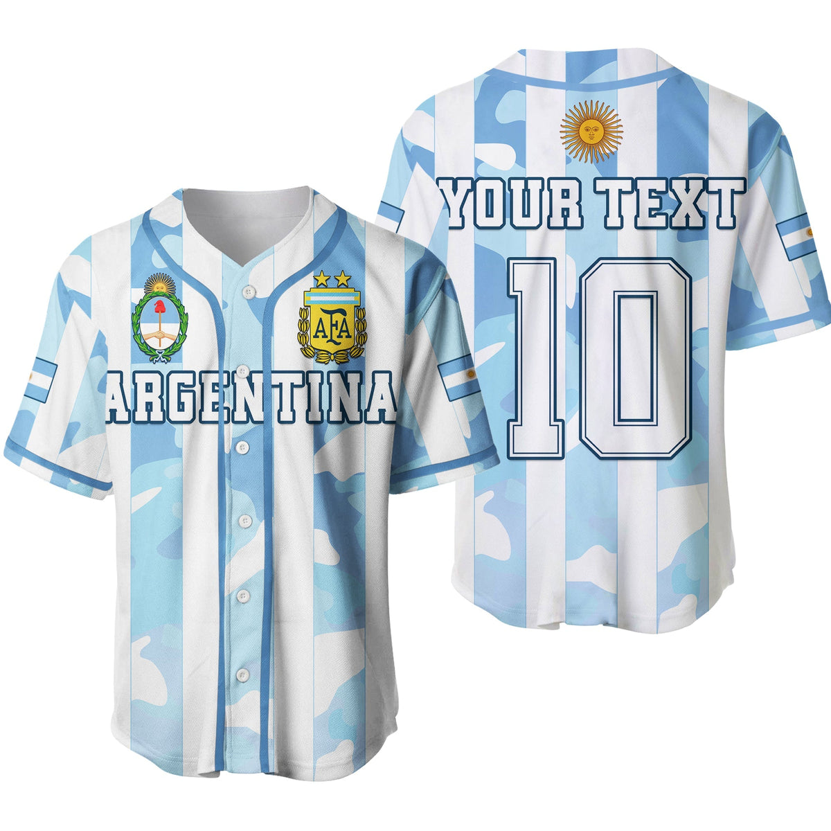 (Custom Personalised) Argentina Football Baseball Jersey AFA Champions 2022 Sporty Style Ver.02 - Wonder Print Shop