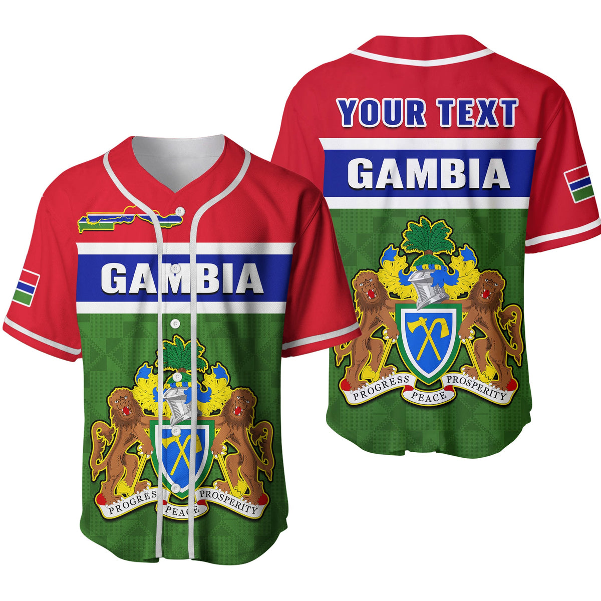 (Custom Personalised) Gambia Baseball Jersey Happy 58th Independence Anniversary Flag Style Ver.02 - Wonder Print Shop