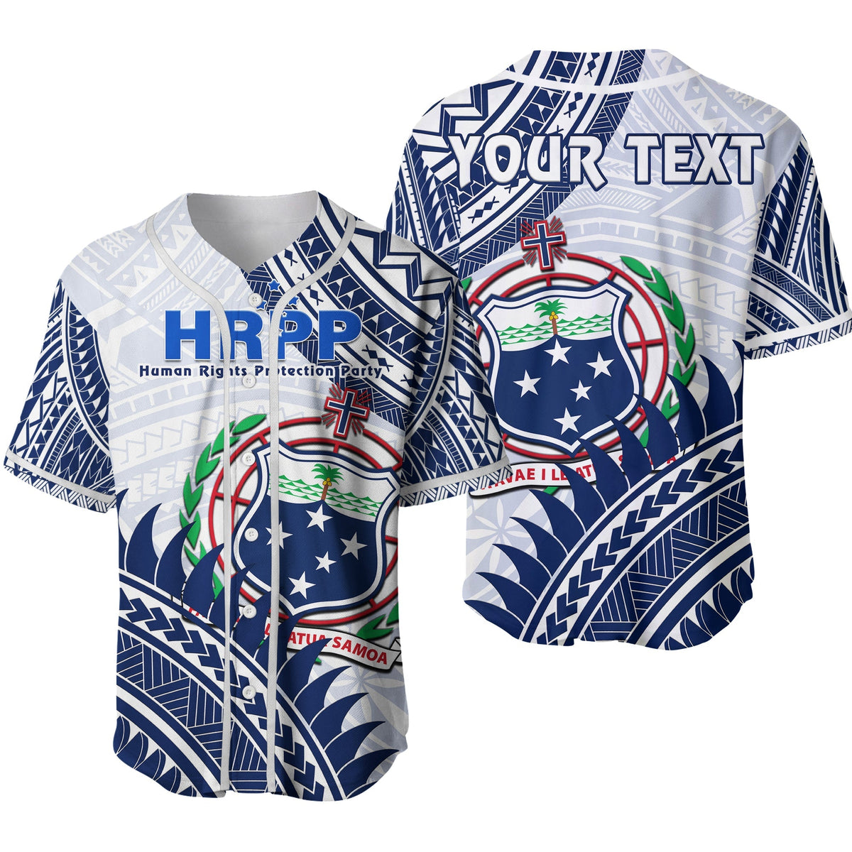 Custom Personalised HRPP Samoa Baseball Jersey Samoan Coat Of Arms Polynesian Pattern Ver.02 - Wonder Print Shop