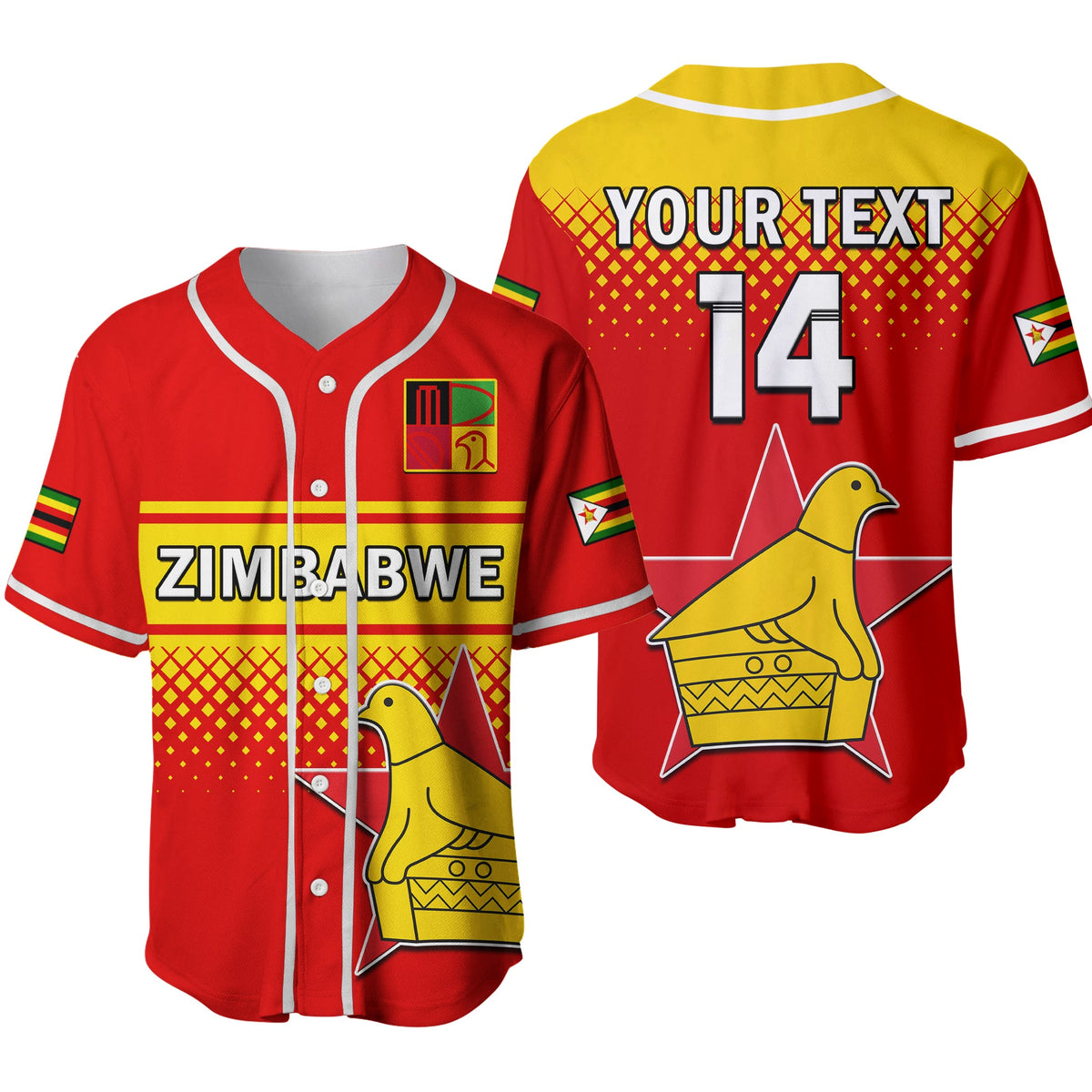 (Custom Text And Number) Zimbabwe Cricket Baseball Jersey The Chevrons ODI Style Ver.02 - Wonder Print Shop
