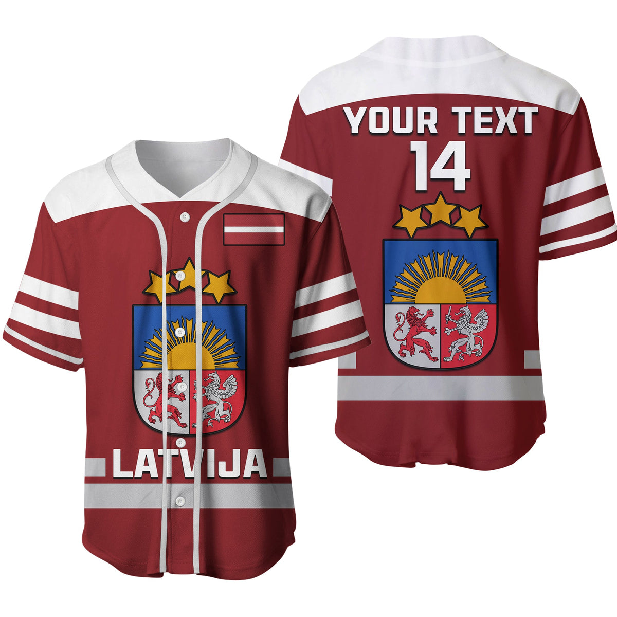 (Custom Text And Number) Latvia Hockey 2023 Baseball Jersey Red Sporty Style Ver.02 - Wonder Print Shop