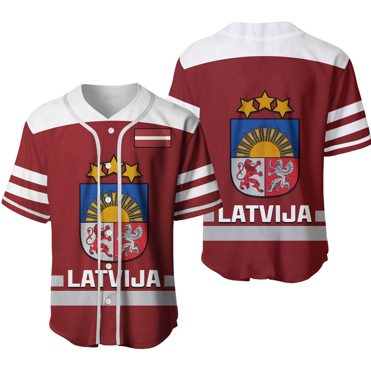 Latvia Hockey 2023 Baseball Jersey Red Sporty Style Ver.02 - Wonder Print Shop