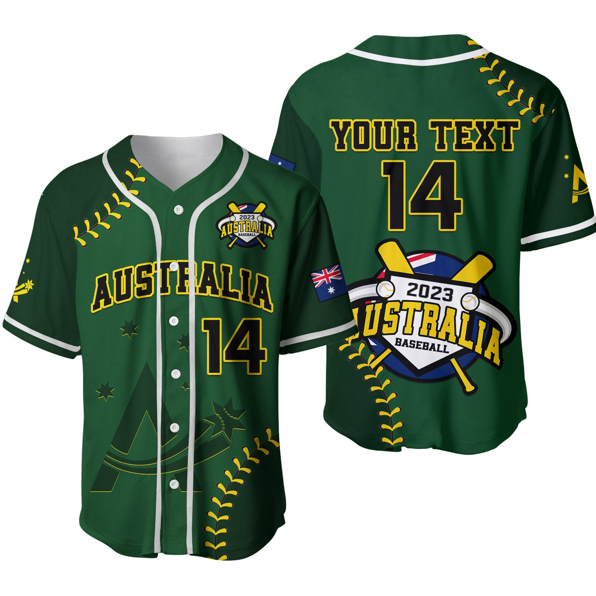 (Custom Text And Number) Australia Baseball 2023 Baseball Jersey Go Aussie Ver.02 - Wonder Print Shop