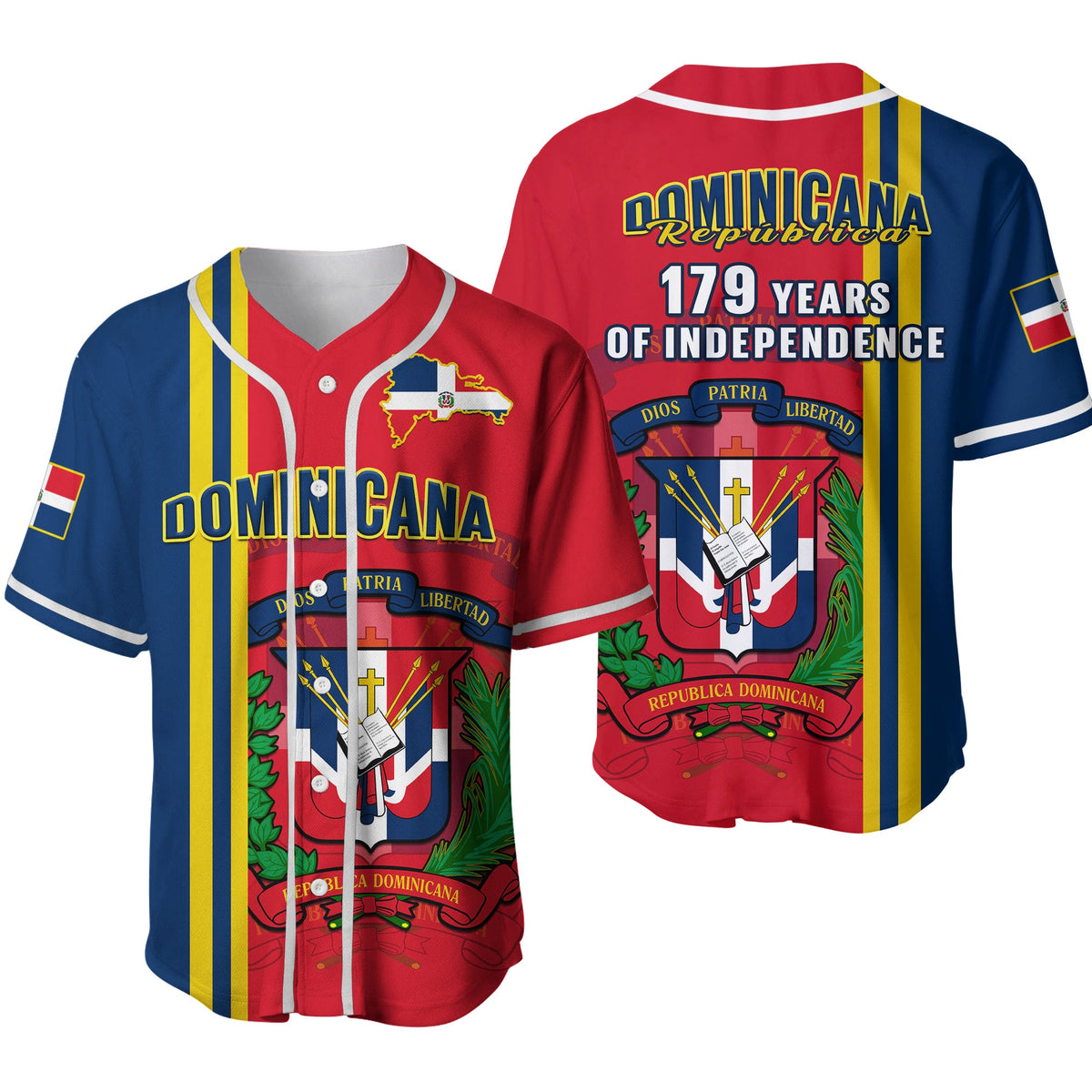 Dominican Republic Baseball Jersey Happy 179 Years Of Independence Ver.02 - Wonder Print Shop