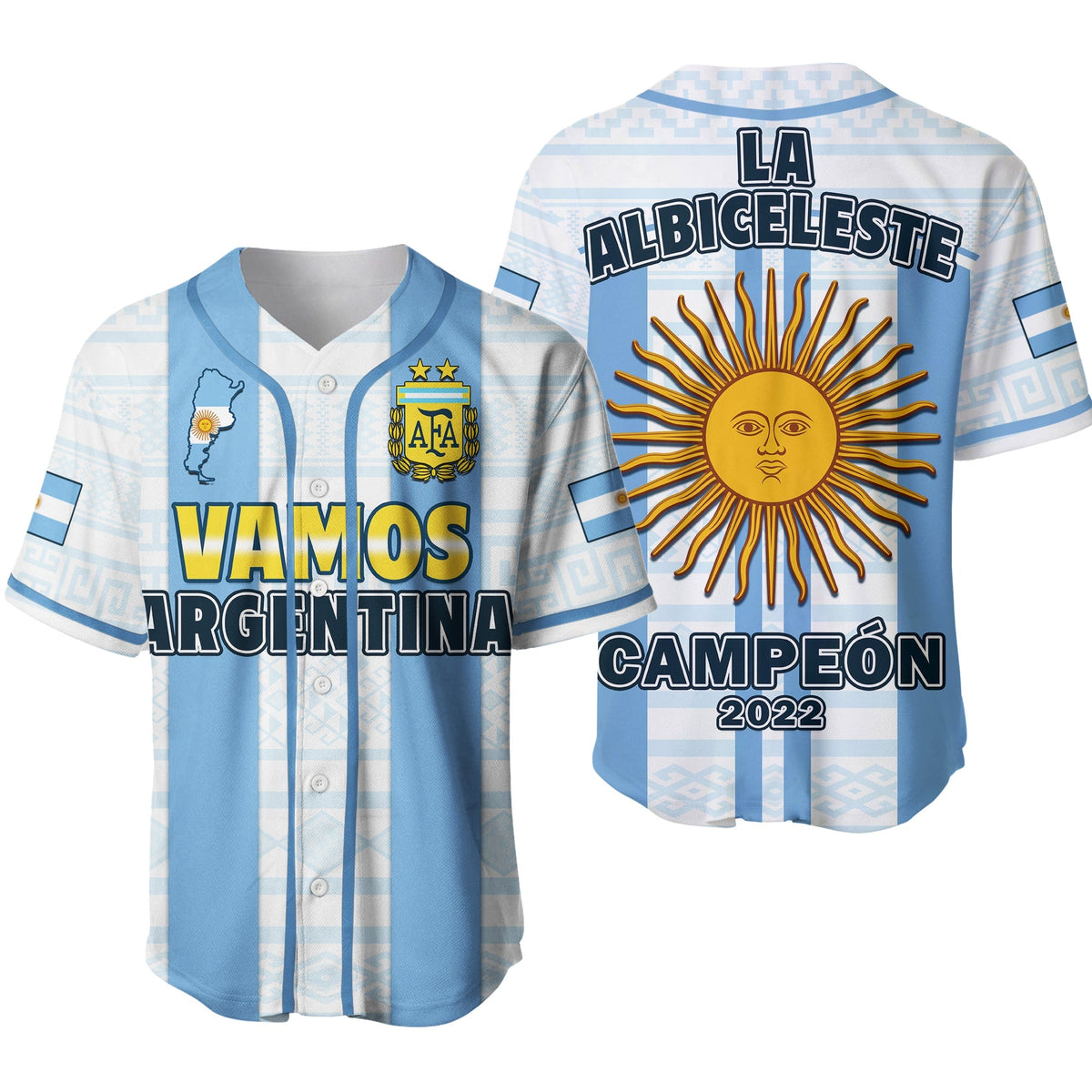Argentina Football 2022 Baseball Jersey Vamos La Albiceleste Ver.02 - Wonder Print Shop