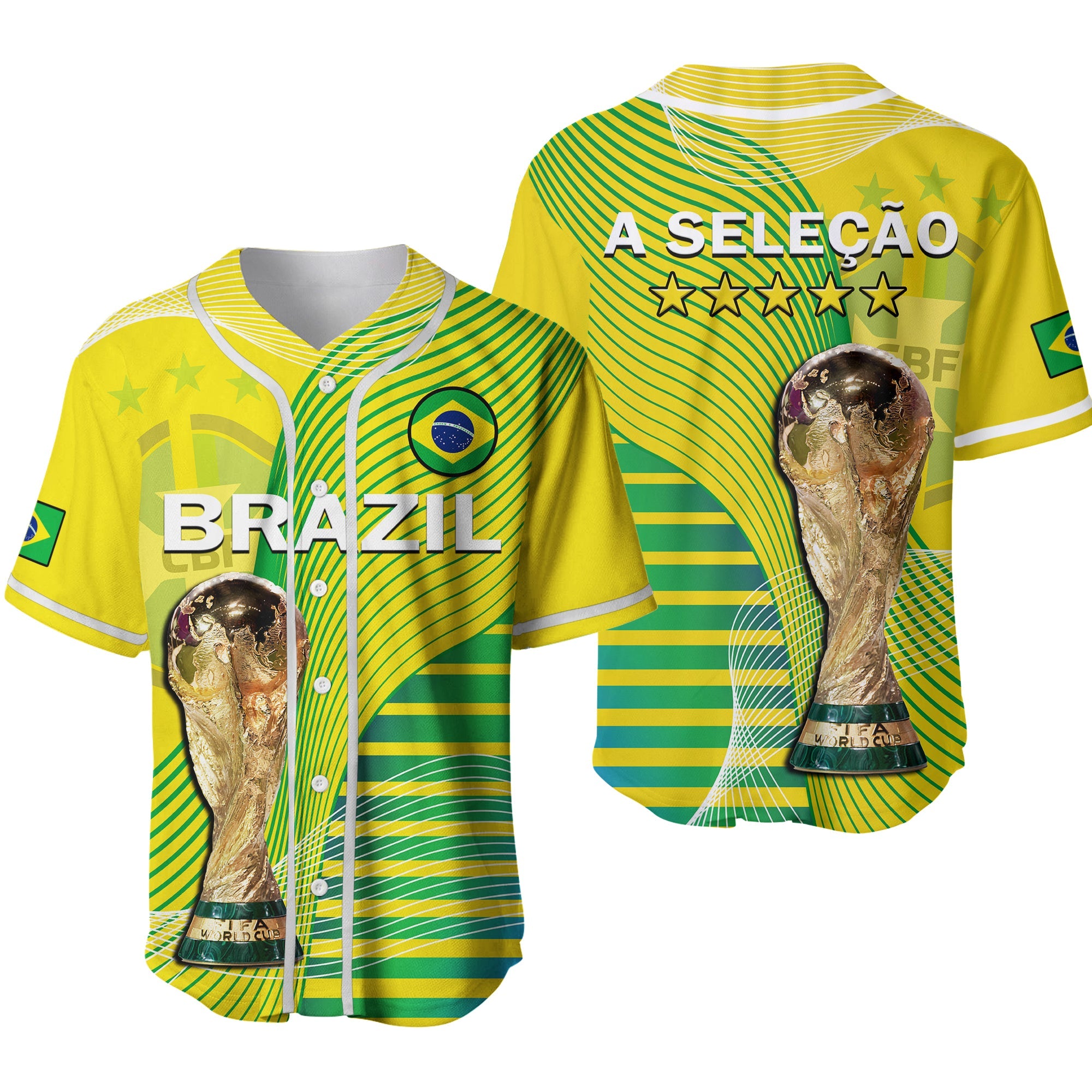 Brazil Football Baseball Jersey Canarinha Champions WC 2022 Ver.02 - Wonder Print Shop