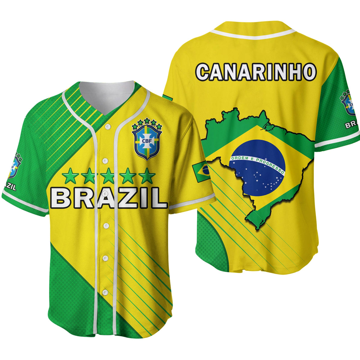 Brazil Football Baseball Jersey Brasil Map Come On Canarinho Sporty Style Ver.02 - Wonder Print Shop