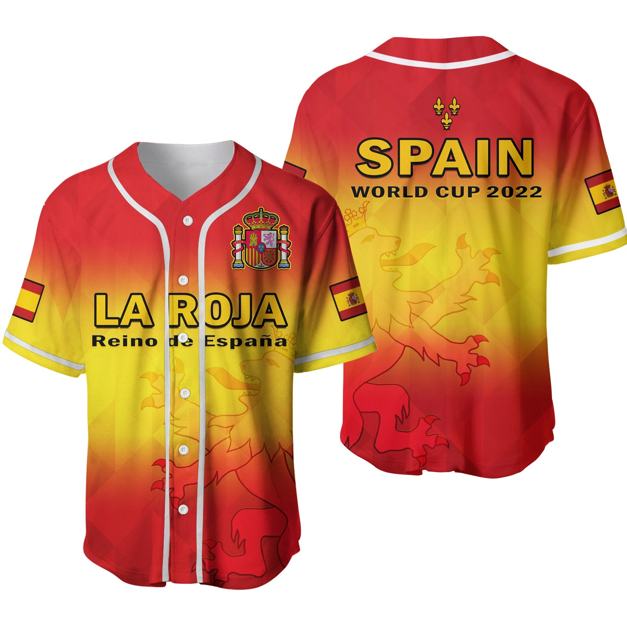 Spain Football Baseball Jersey La Roja World Cup 2022 Ver.02 - Wonder Print Shop