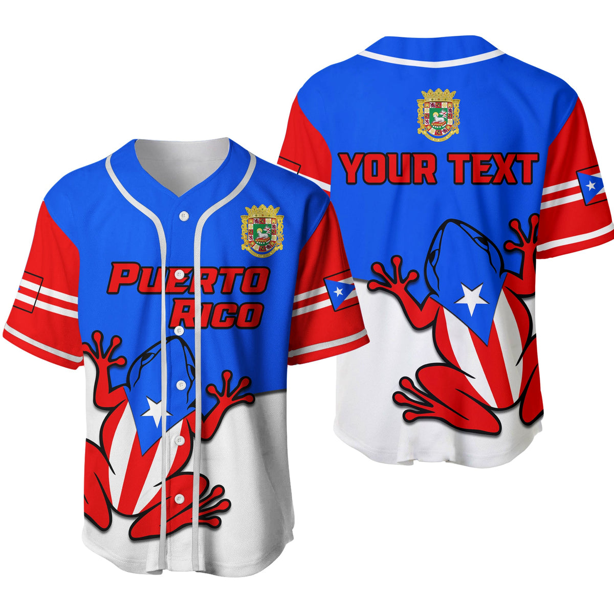 (Custom Personalised) Puerto Rico Baseball Jersey Coqui Frog Simple Style Ver.04 - Wonder Print Shop