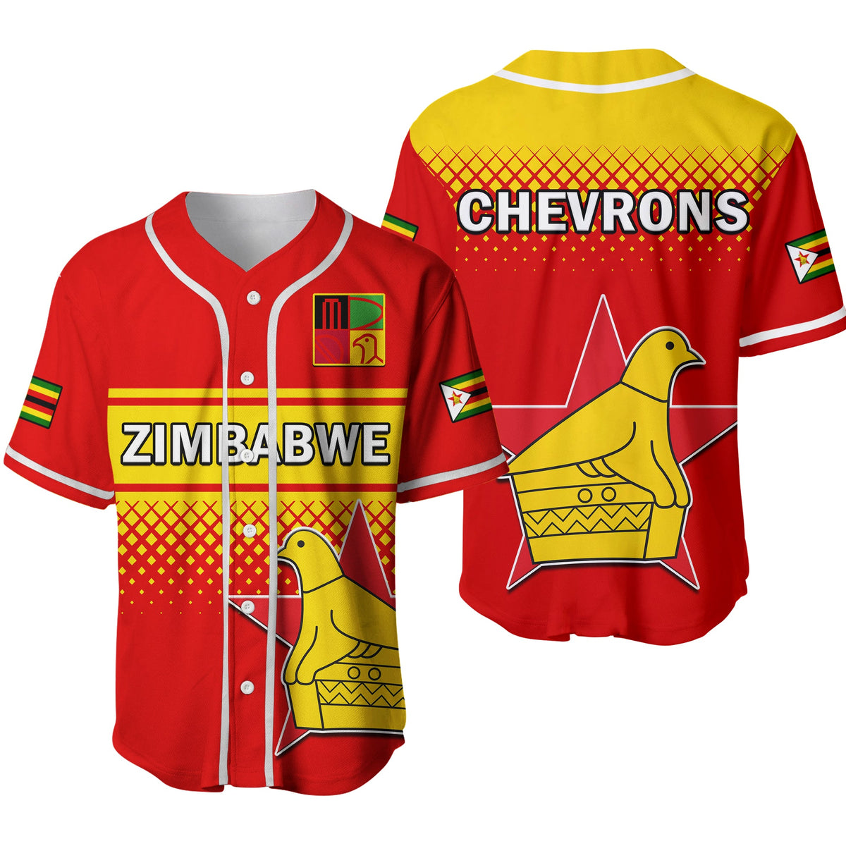 Zimbabwe Cricket Baseball Jersey The Chevrons ODI Style - Wonder Print Shop