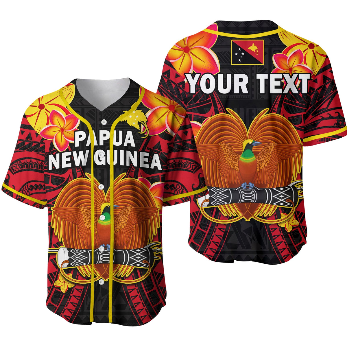 Custom Personalised Papua New Guinea Baseball Jersey PNG Bird Of Paradise Polynesian Pattern 02 - Wonder Print Shop