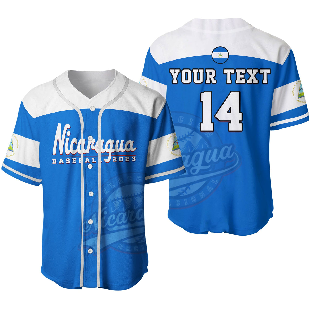 (Custom Text And Number) Nicaragua 2023 Baseball Jersey Baseball Ver.02 - Wonder Print Shop