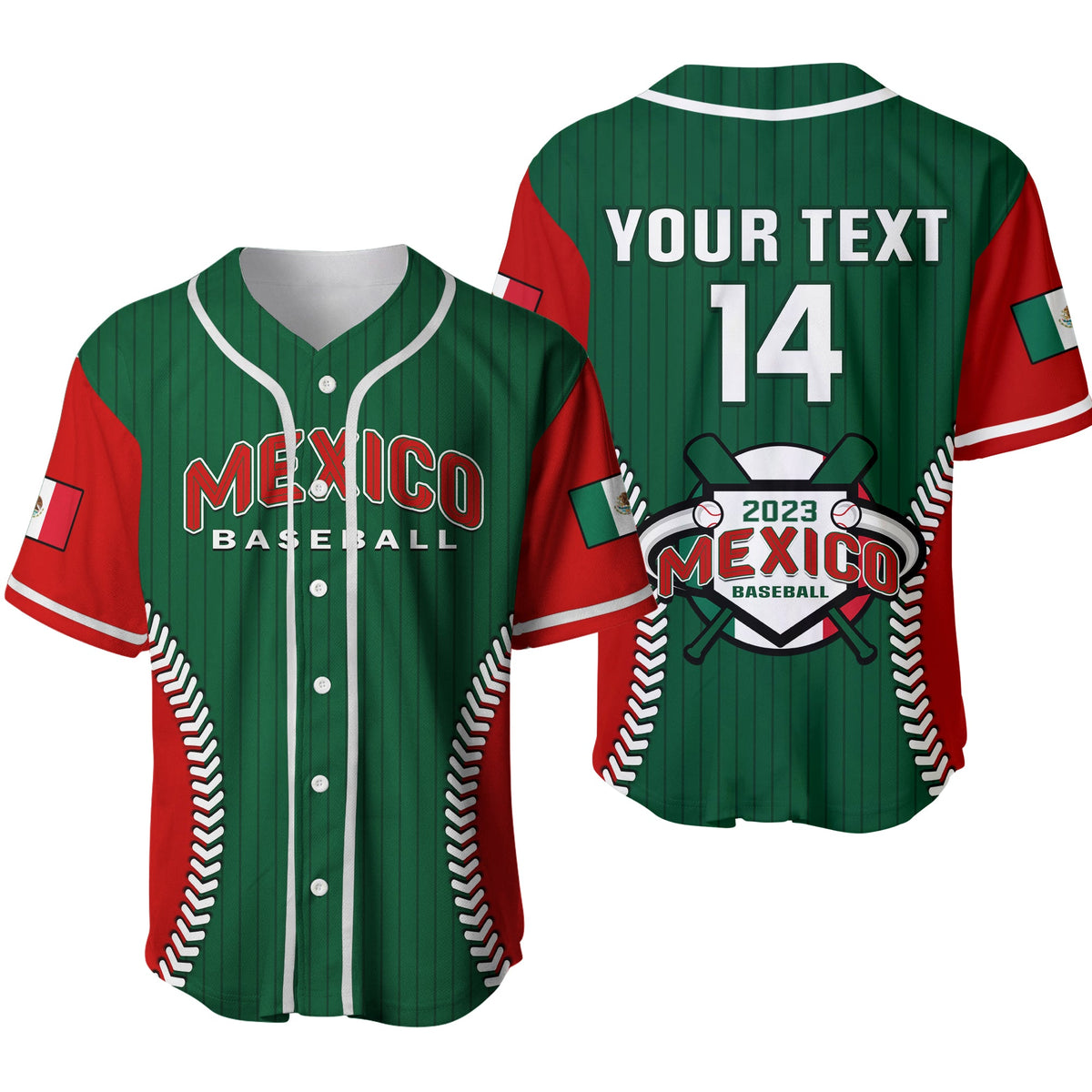 (Custom Text And Number) Mexico Baseball Jersey Baseball Sporty Style Ver.02 - Wonder Print Shop