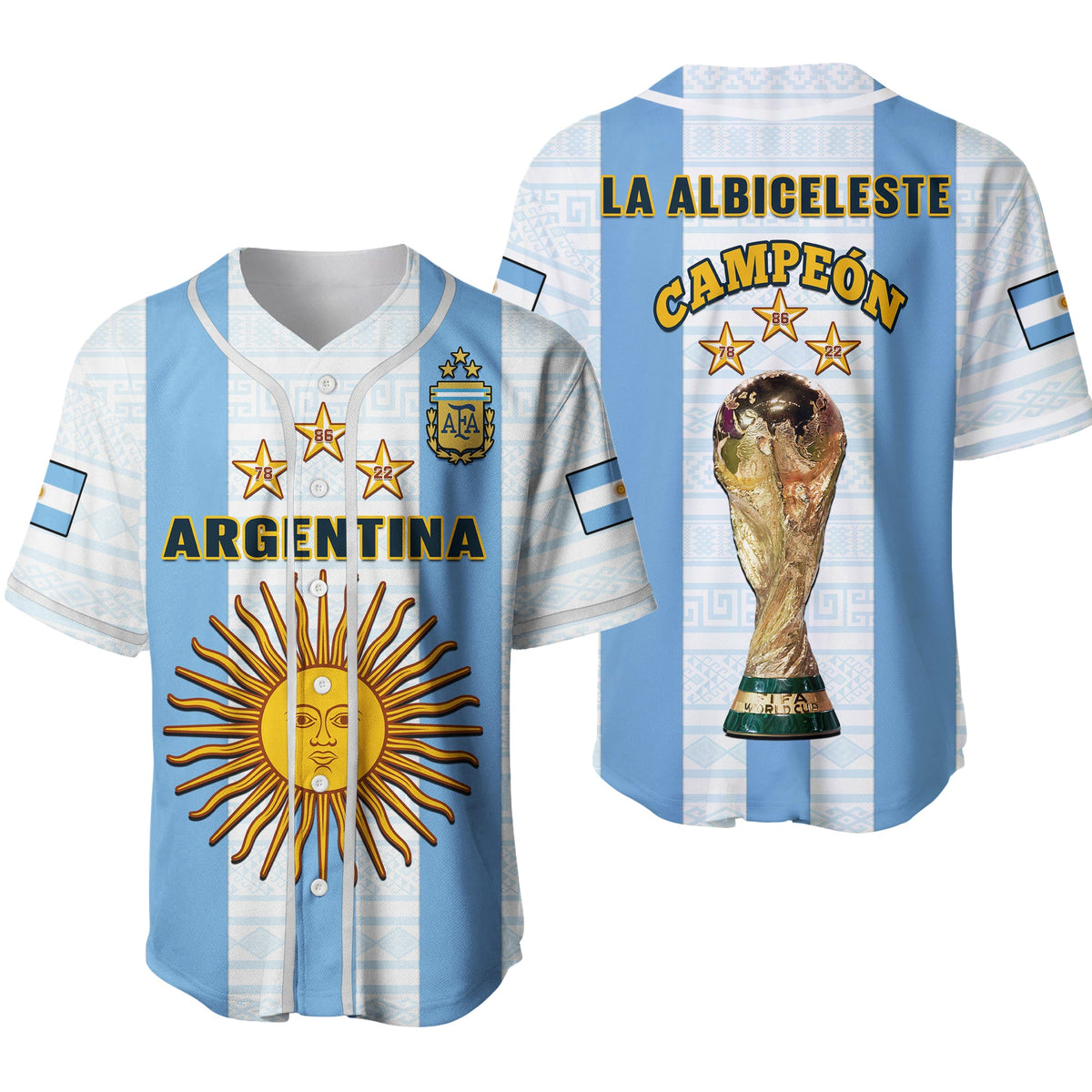 Argentina Football Baseball Jersey World Cup La Albiceleste 3rd Champions Proud Ver.02 - Wonder Print Shop