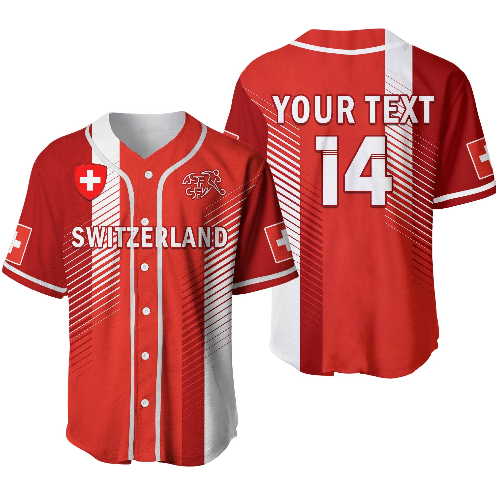 (Custom Text and Number) Switzerland Football Baseball Jersey World Cup 2022 Ver.02 - Wonder Print Shop
